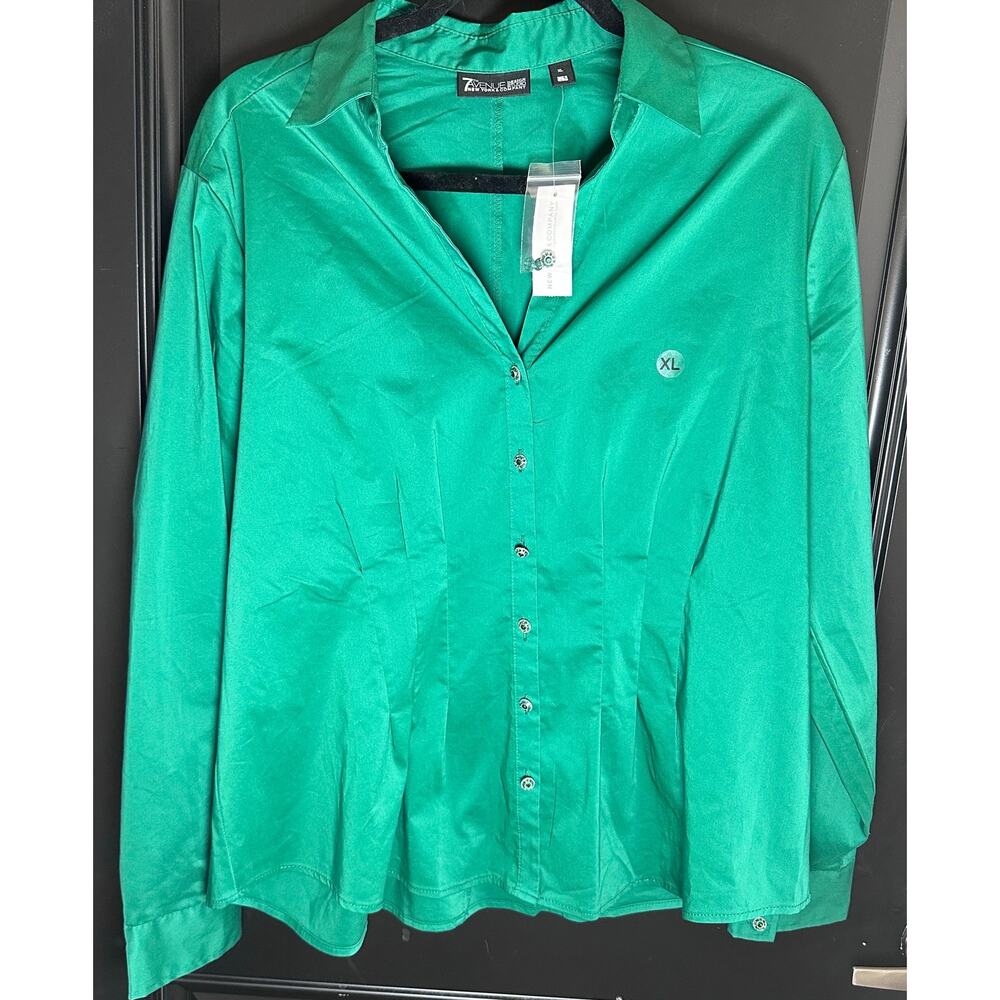 🌻NEW YORK & COMPANY 7th Avenue Design Studio NWT Jewel Buttons Shirt Size XL